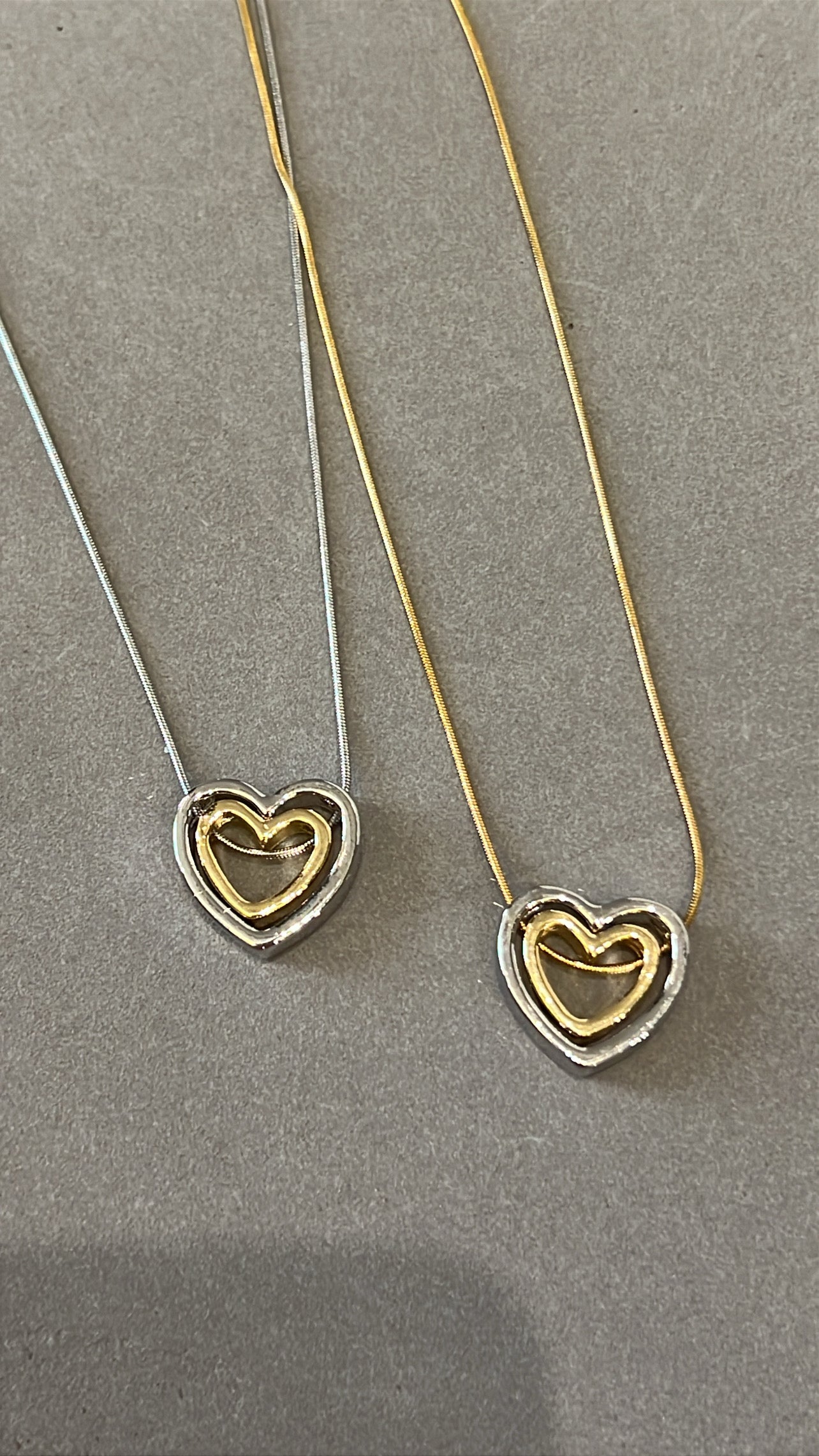 GOLD AND SILVER HEART NECKLACE
