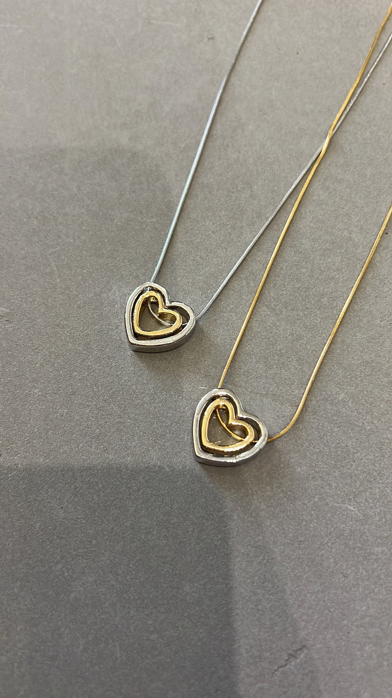 GOLD AND SILVER HEART NECKLACE