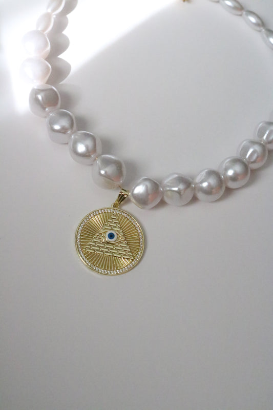 EVIL EYE PEARL CHOKER