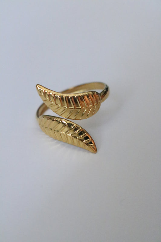 LEAF EMBOSSED RING ( free size )