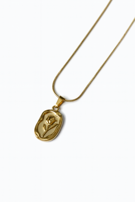 GOLD ROSE WITH GOLD BACKGROUND NECKLACE